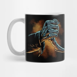 zombie hand with a knife Mug